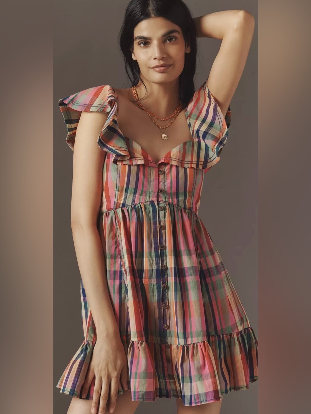 Pilcro Short-Sleeve Mini Babydoll Dress size small